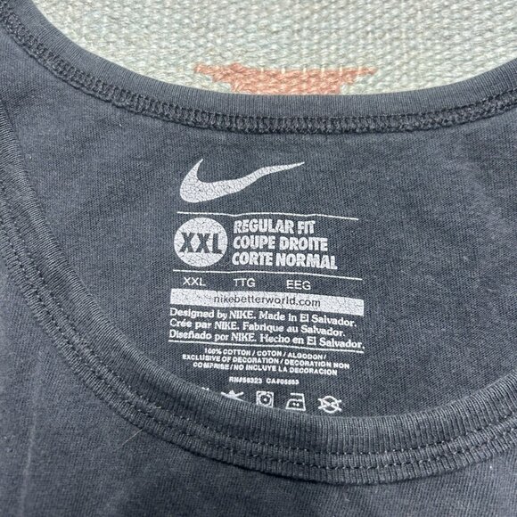 Nike tank top sleeveless shirt swoosh spell out check logo cotton black XXL - Picture 3 of 4